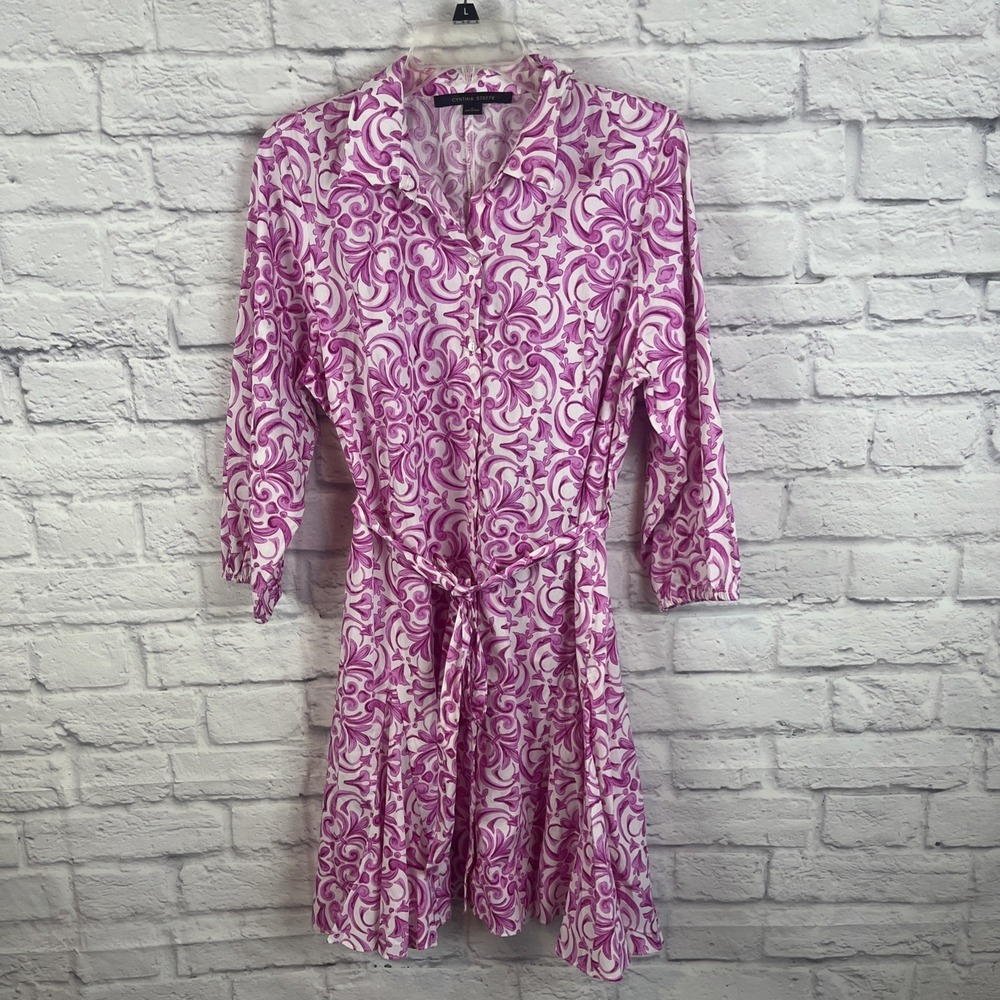 Cynthia Steffe Women's Cotton Boho Belted  Boho Casual Chic  Shirt Dress Size XL